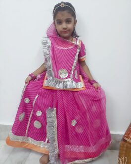 Pink Lehariya Baby Girl Rajputi Poshak