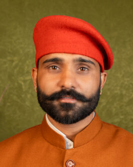 Rajputi Beret Cap in Saffron