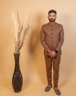 Brown Jodhpuri Bandhgala Suit For Men