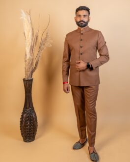 Brown Jodhpuri Bandhgala Suit For Men