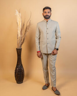 Beige Jodhpuri Bandhgala Suit For Men