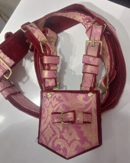 Pink Golden Zari Groom Crossbelt