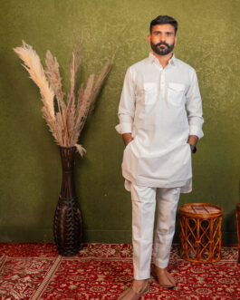 Cotton Collar Kurta/Kameez with Pajama (Pant) Set