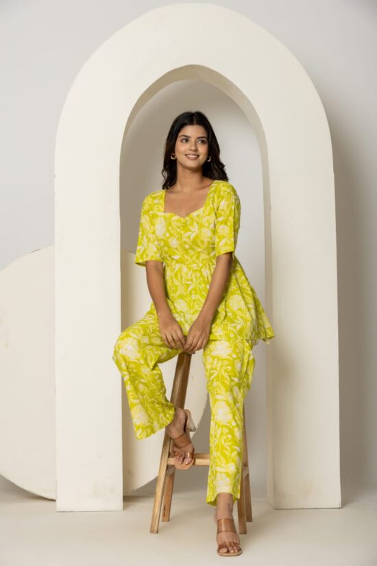 Cotton Printed Short Kurti Bottom Co-Ord Set - Image 4