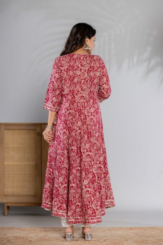 Trendy Reyon Printed Ethnic Gown with Pants - Image 4