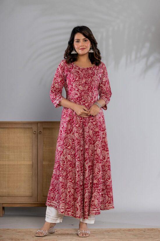 Trendy Reyon Printed Ethnic Gown with Pants - Image 3