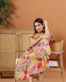 Multicolour Floral Cotton Printed Dress