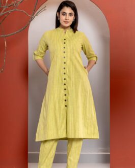 Green A-line Kurti Pant Set