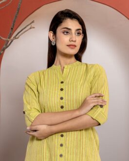 Green A-line Kurti Pant Set