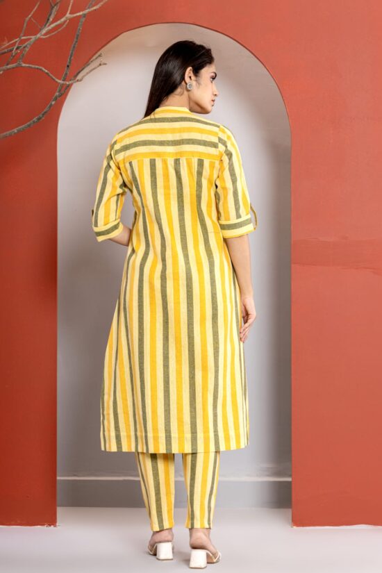 Yellow A-line Kurti Pant Set - Image 4