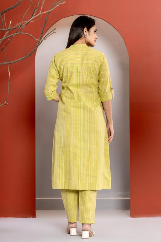 Green A-line Kurti Pant Set - Image 5