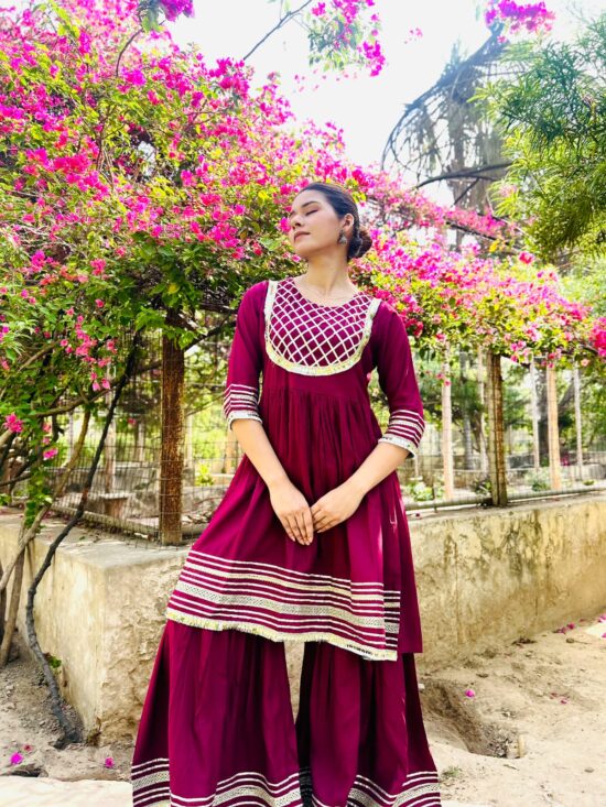 Reyon Cotton Kurti with Sharara - Image 3