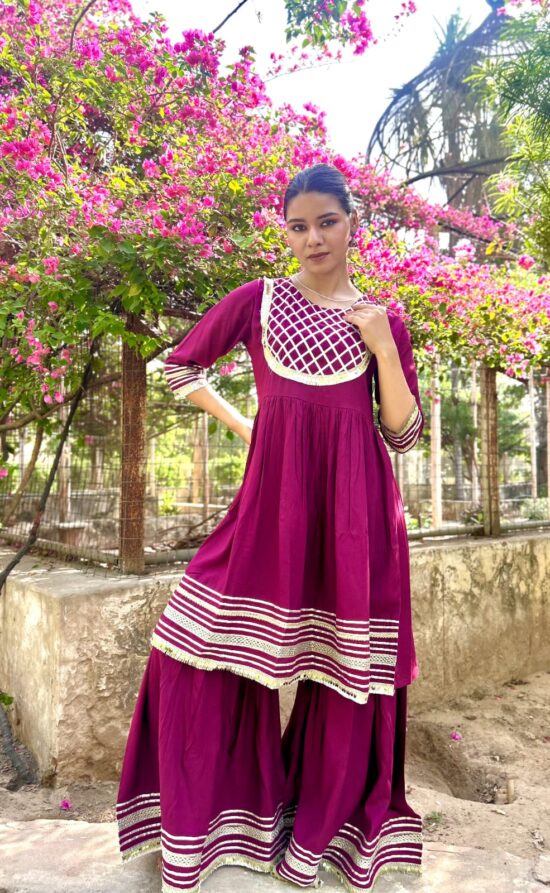Reyon Cotton Kurti with Sharara - Image 2