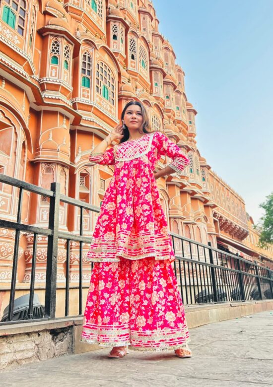 Pink Floral Sharara set