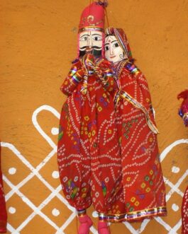 Rajasthani Red Chundari Puppet Pair