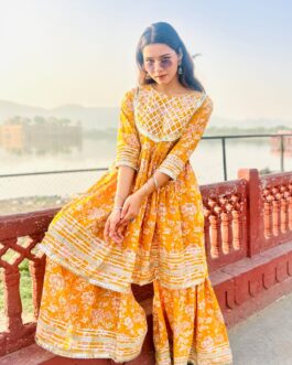 Floral Cotton Kurti with Sharara