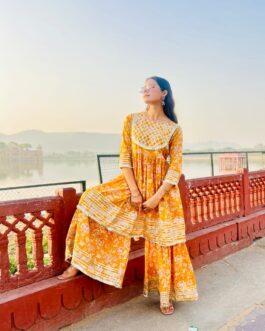 Floral Cotton Kurti with Sharara