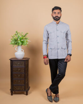 Jodhpuri Hunting Shirt in Light Grey