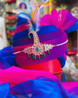 Royal Blue Pink Pure Georgette Safa