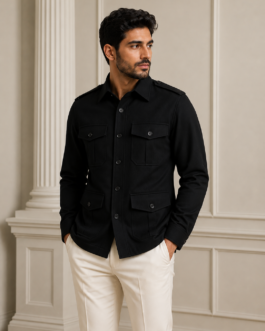 Jodhpuri Hunting Shirt in Black