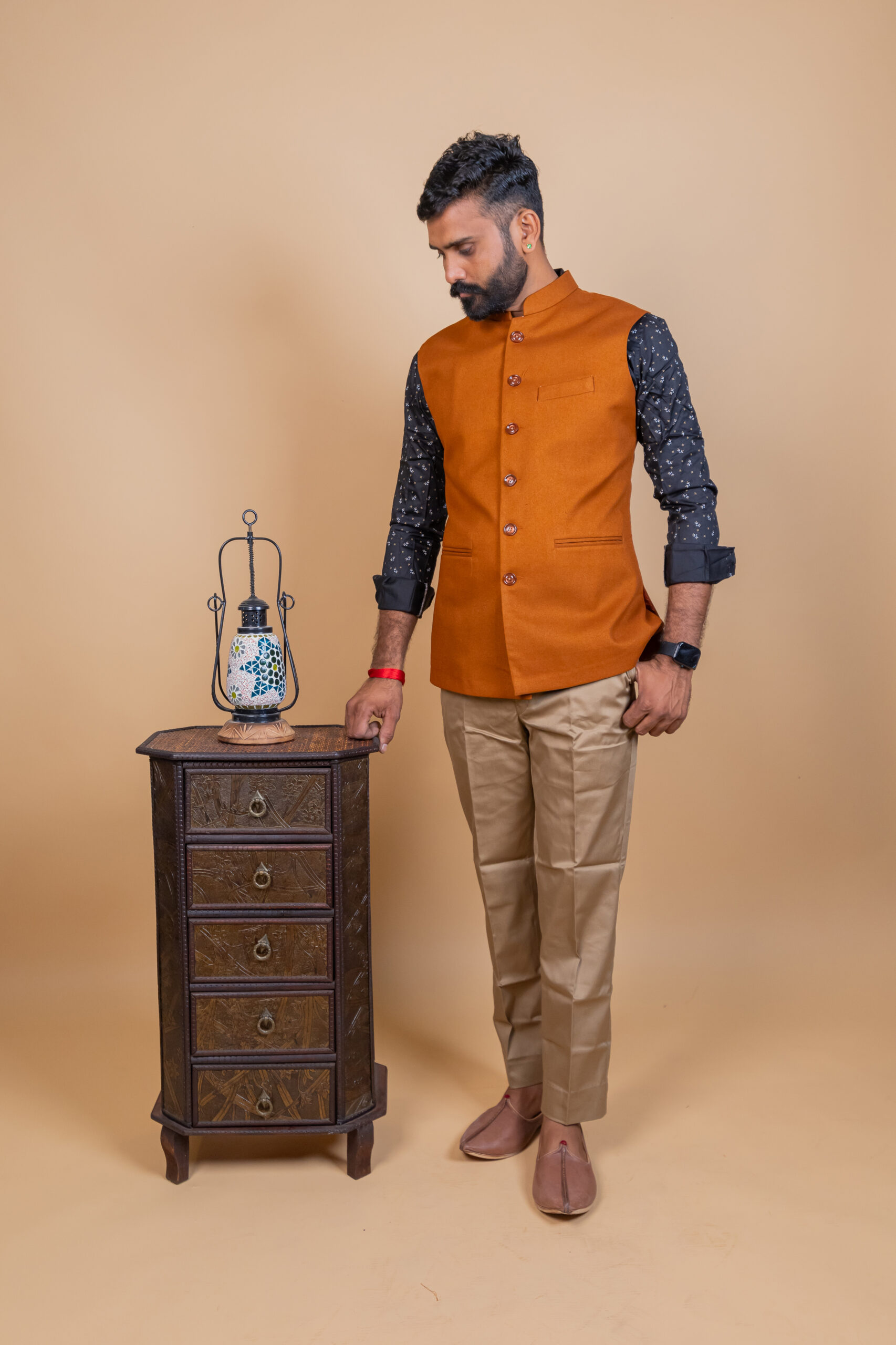 Golden Brown Men’s Rajputana Jacket - Image 2