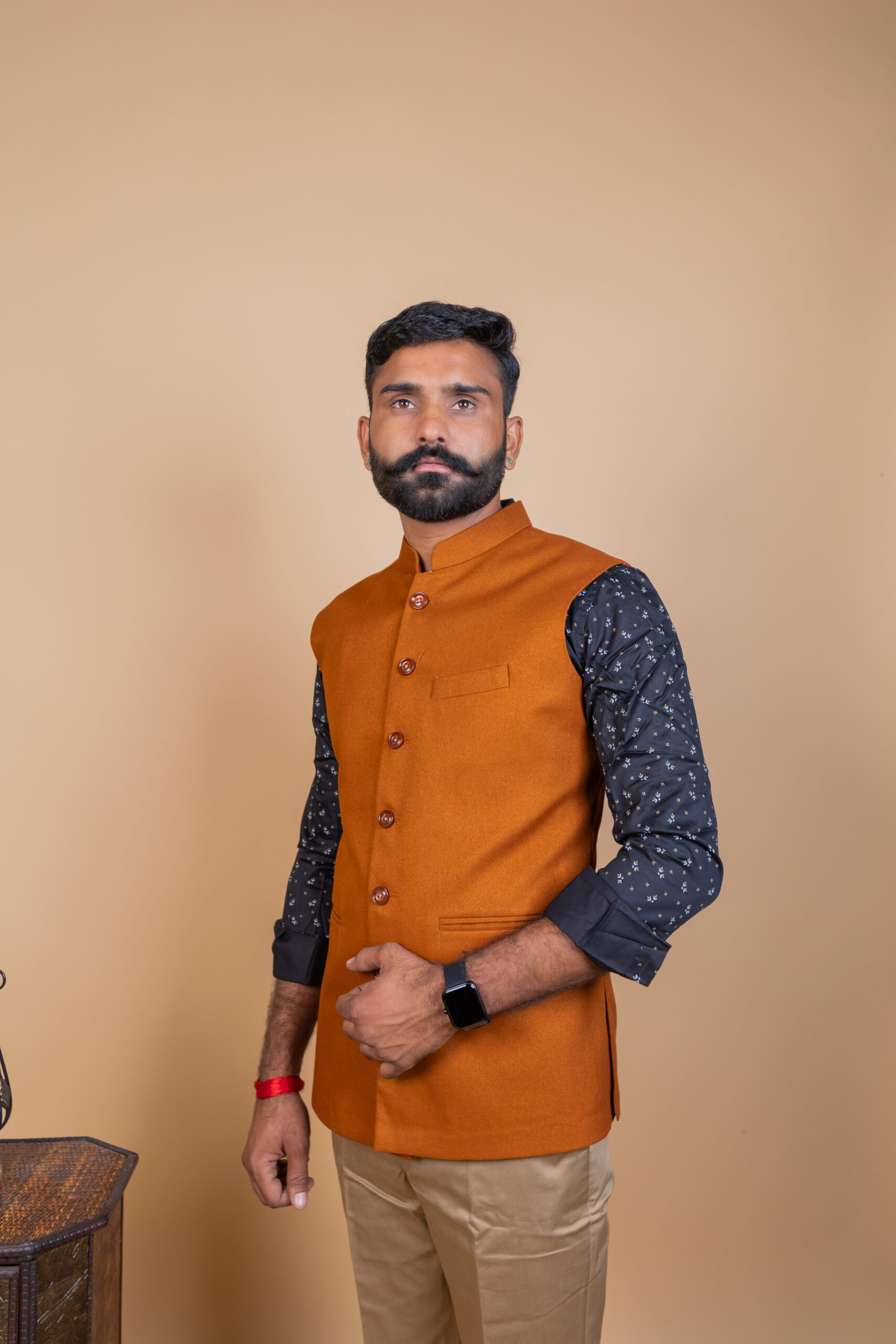 Golden Brown Men’s Rajputana Jacket - Image 3