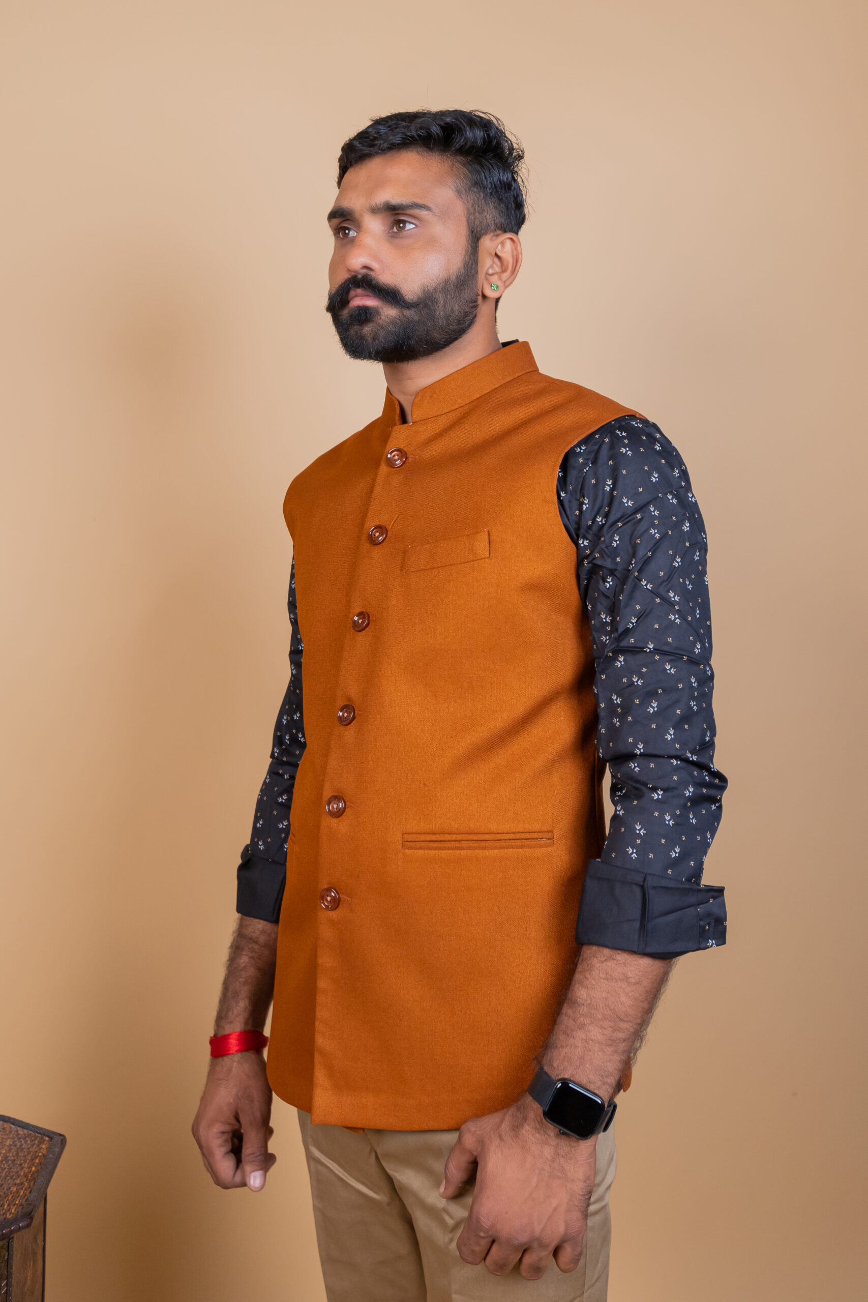 Golden Brown Men’s Rajputana Jacket - Image 4