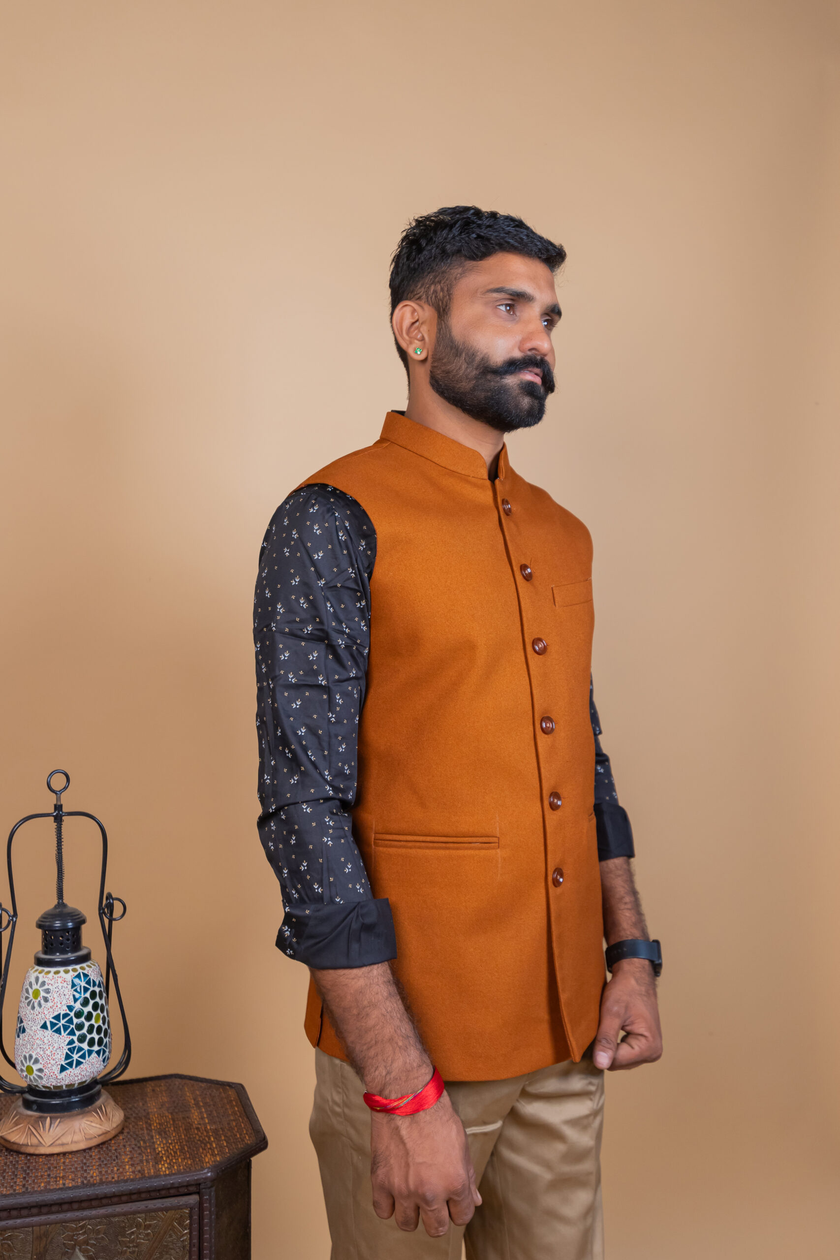 Golden Brown Men’s Rajputana Jacket - Image 5