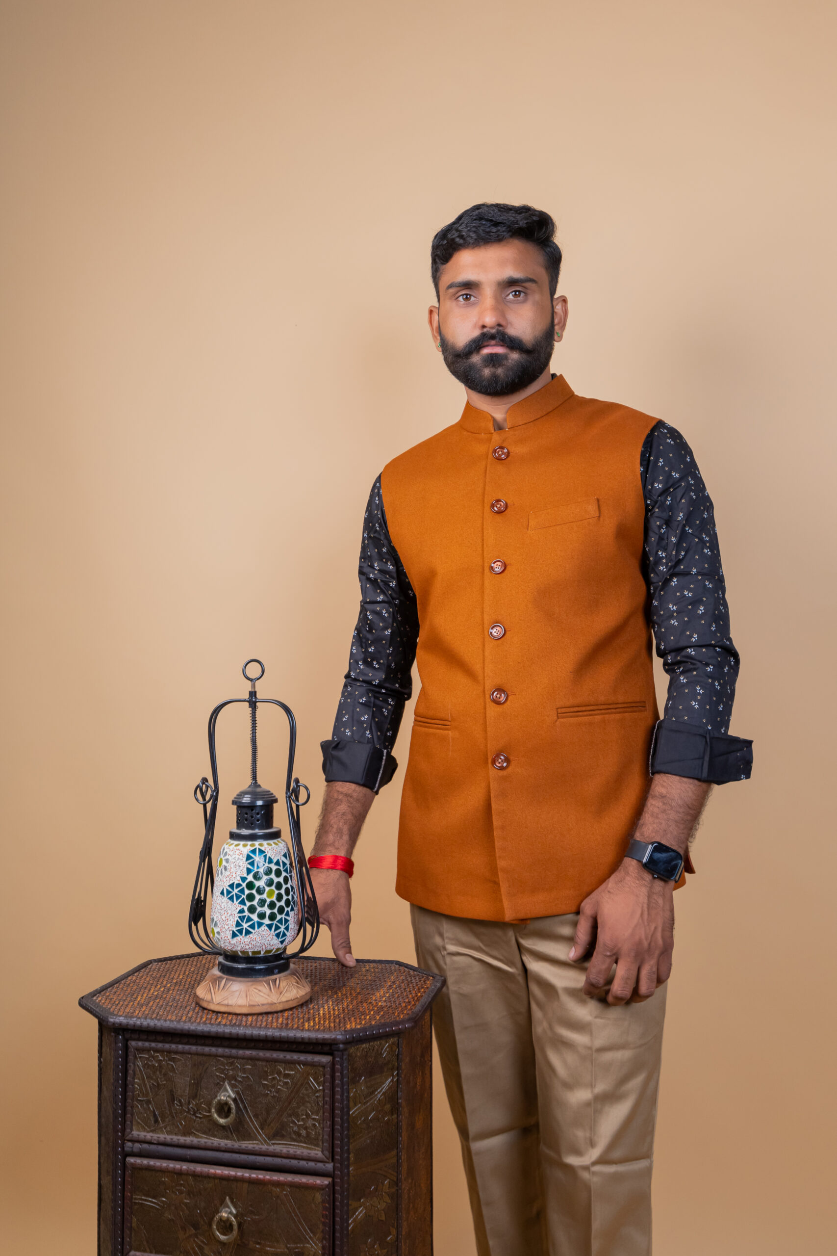 Golden Brown Men’s Rajputana Jacket - Image 8