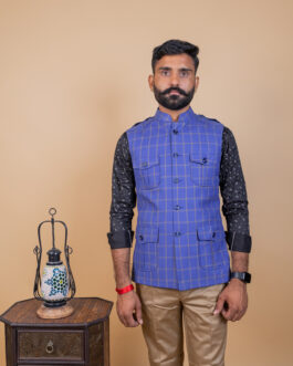 Blue Check Rajputana Hunting Jacket