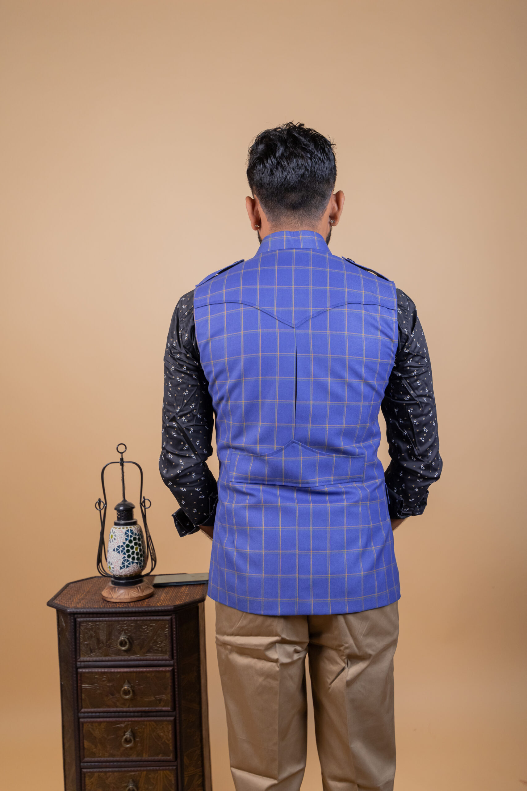 Blue Check Rajputana Hunting Jacket - Image 6
