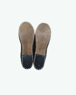 Classic Black Rounded Plain Leather Jutti for Men