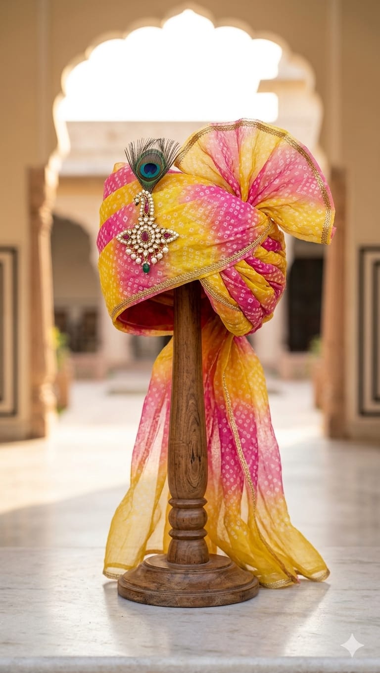 Pink Kesariya Bandhej Barati Safa