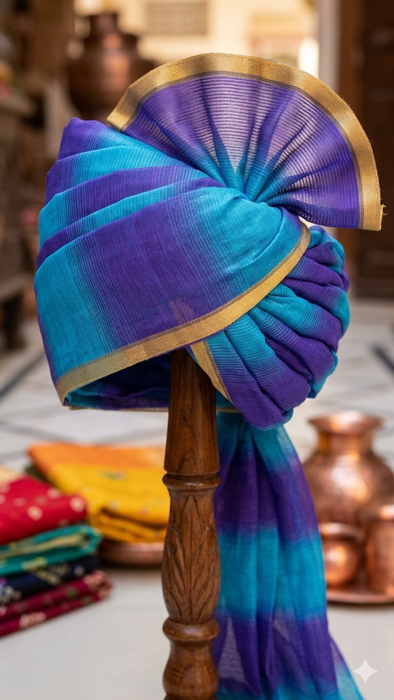 Royal Blue Lehariya Barati Safa