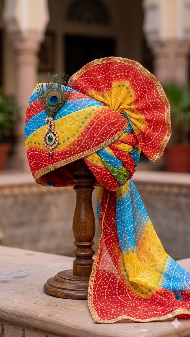 Multicolour Fine Bandhej Safa