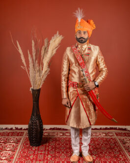 Golden Beige Sherwani for Men