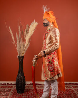 Golden Beige Sherwani for Men