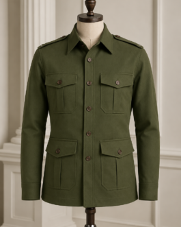 Jodhpuri Hunting Shirt in Olive Green
