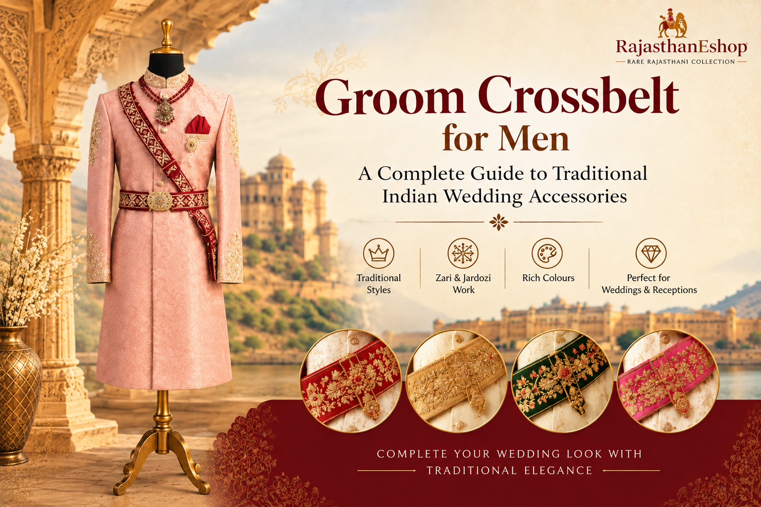 You are currently viewing Groom Crossbelt for Men: A Complete Guide to Traditional Indian Wedding Accessories