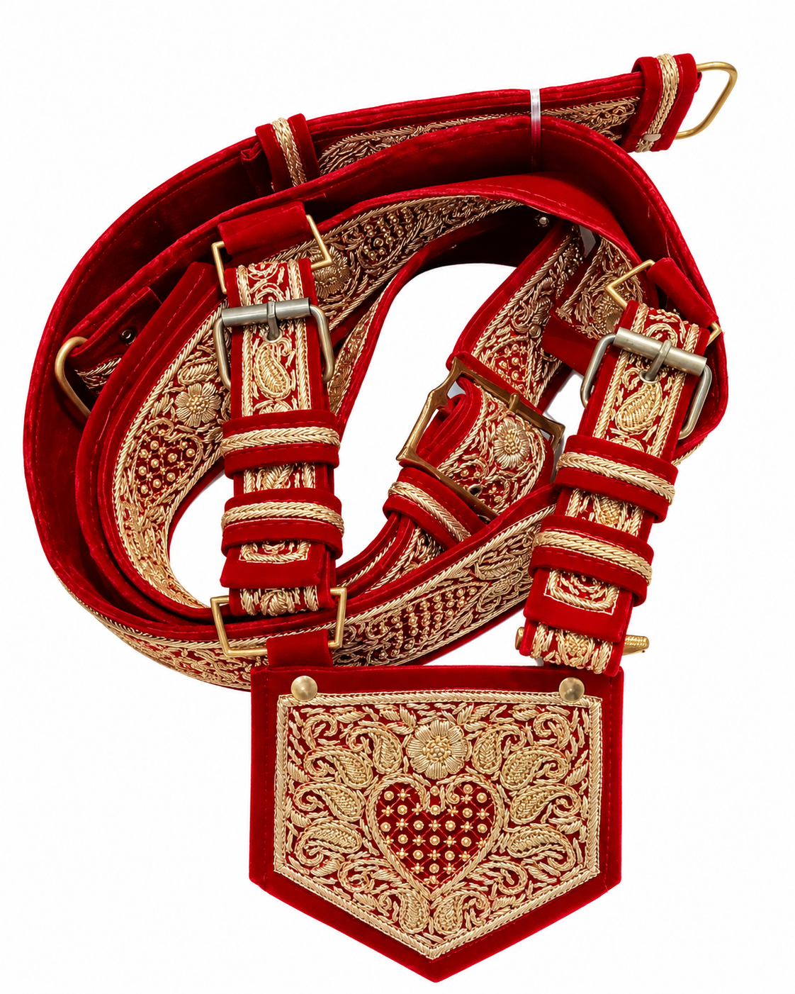 Premium Red Zari Groom Crosbelt