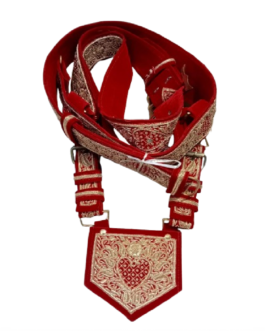 Premium Red Heart Zari Jardozi Work Groom Crossbelt