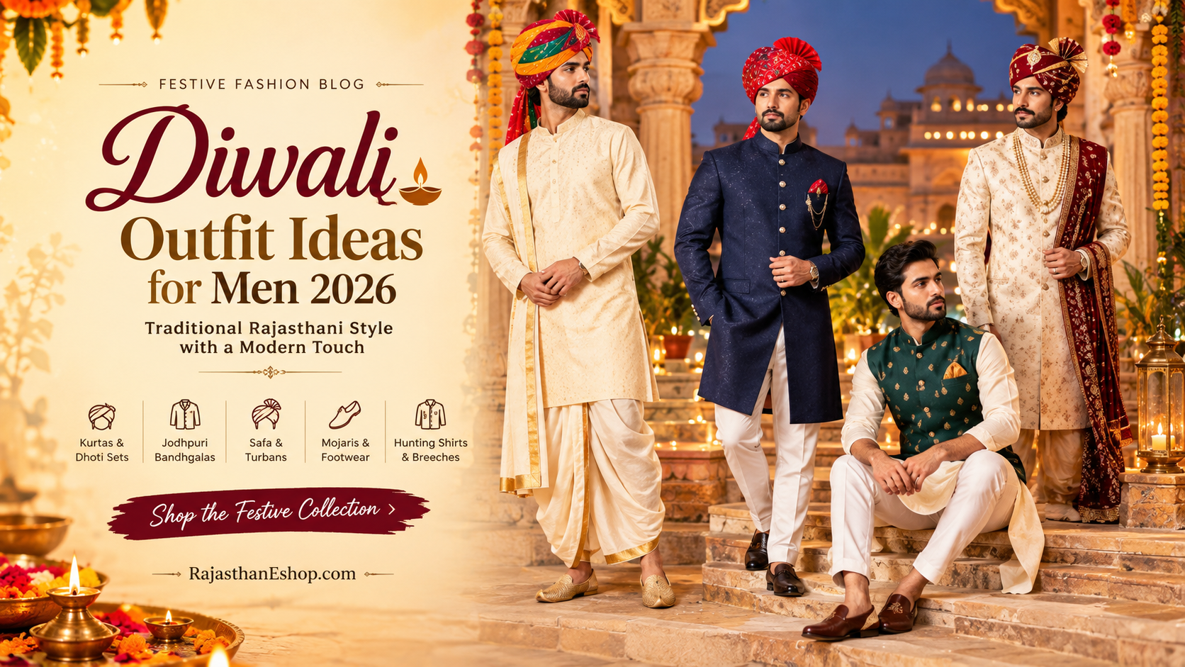 You are currently viewing Diwali Outfit Ideas for Men 2026: Traditional Rajasthani Style with a Modern Touch