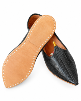 Black Embossed Traditional Jutti for Men – Classic Rajasthani Elegance